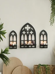 Gothic Wooden Hollow Wall Decoration Wall Decor for Vintage Cathedral Arch Frame Goth Room Decor Rustic Spooky Decorative Gift