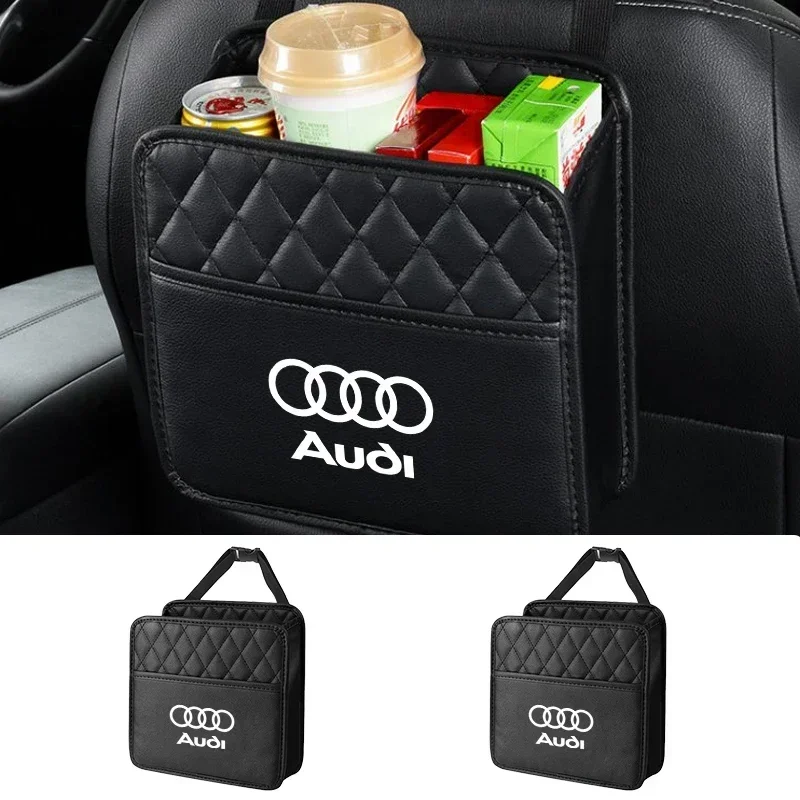 Car Badge Door Storage Box Under Seat Back Trash Bag Interior Accessorie For Audi A4 B5 B6 B7 B8 A1 A3 A6 A5 A7 A8 Q3 Q5 Q7 TT