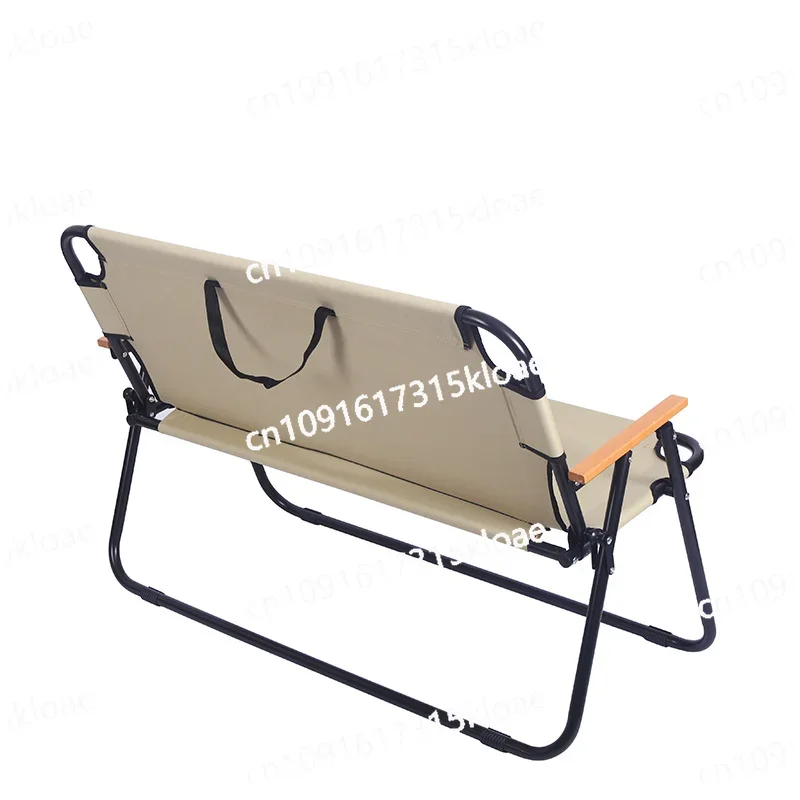 Outdoor portable folding Oxford cloth, double beach chair, wood grain back folding chair