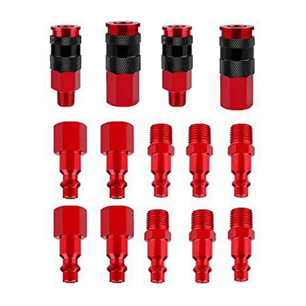 Professional Grade Red Coating 14PCS Air Compressor Hose Accessories Selection for American Three in Connector