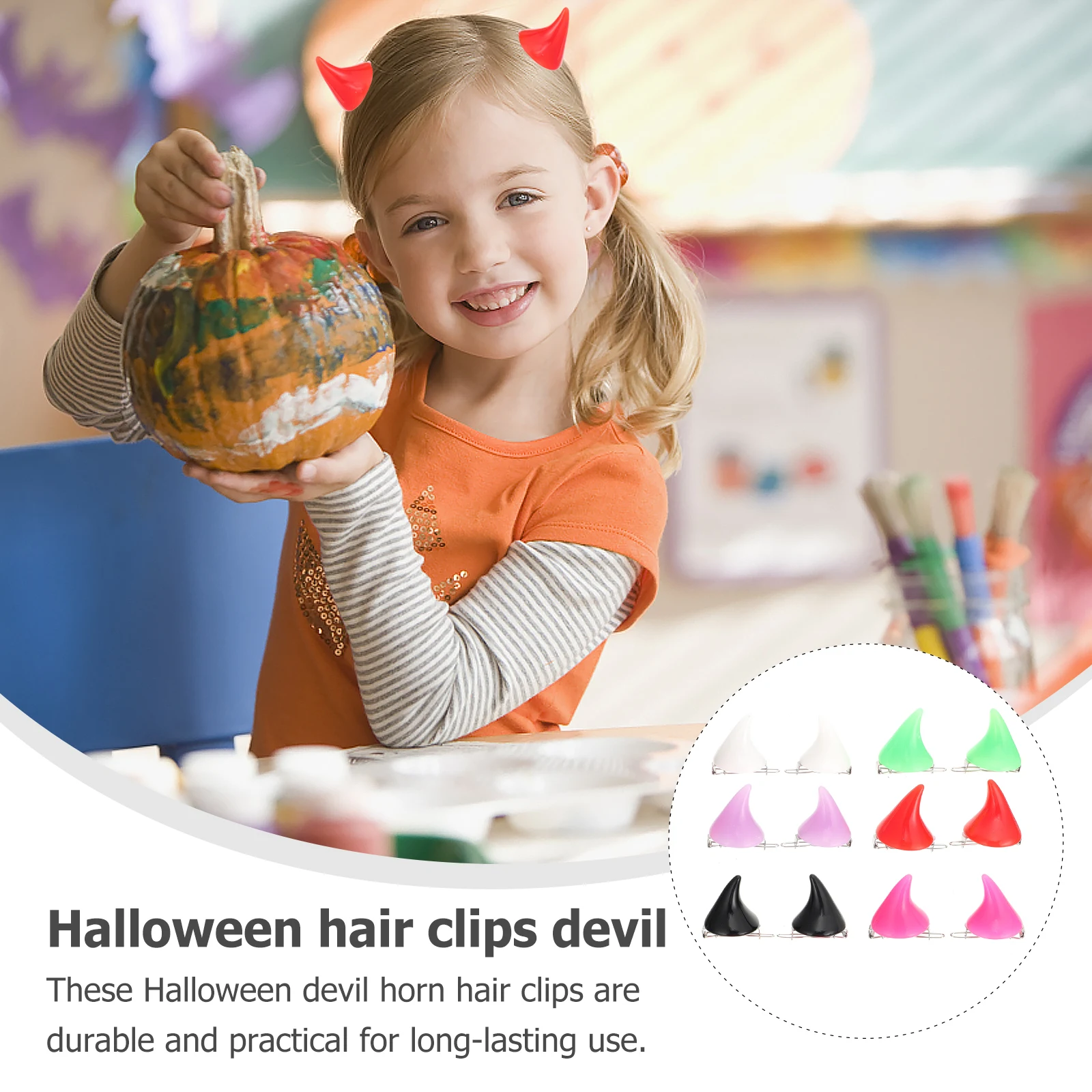 

12Pcs Halloween Hair Clips Devil Horn Decorative Clips Party Supplies Hair Accessories Halloween Decorations Party Supplies