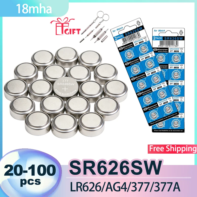 

AG4 SR626SW LR626 626SW 377A V377 1.5V Watch Battery 20-100Pcs Button Cell For Toy Thermometer Flashlight 20-100Pcs 1.5V