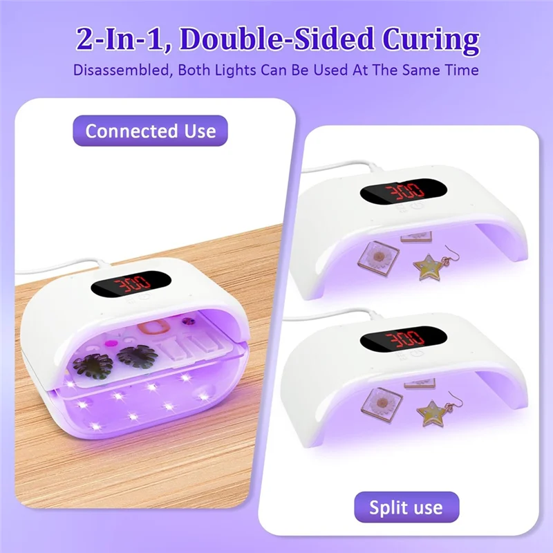 ABFI UV Light For Resin With Sided UV Flashlight 3-Speed Timer Digital Display 36W Fast Curing Lamp For Crafts
