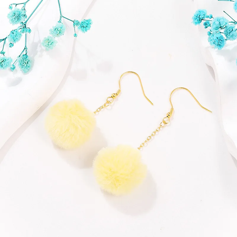 20pcs Plush Fluffy Fur Ball Beads Earring Charms Pompom Beads Pendant for DIY Necklace Bracelet Pendant Jewelry Making Supplies