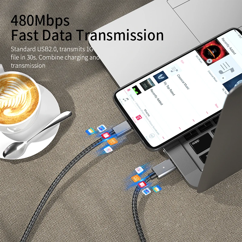 Suntaiho PD 100 واط USB C إلى USB نوع C كابل المغناطيسي 5A شحن سريع USB-C الحبل لسامسونج شاومي هواوي ماك بوك نوع-C شاحن