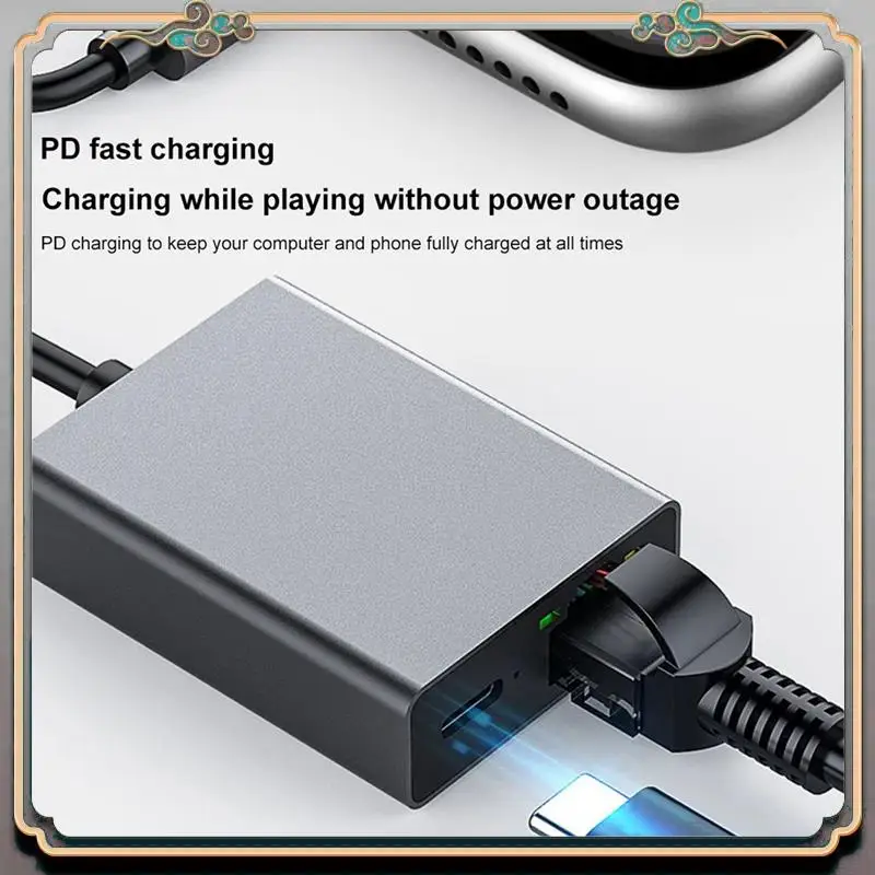 Durable 2X For Google TV 4K USB Dock Adapter USB C Ethernet USB C To Ethernet Adapter Plug And Play Support PD Charging
