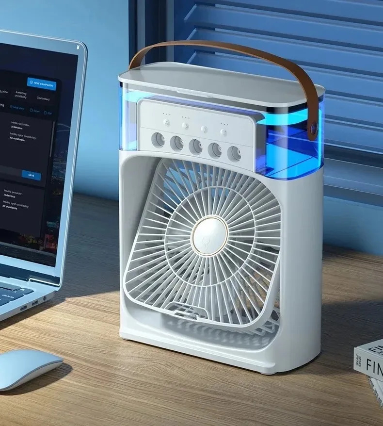 Portable Humidifier Fan Mini Desktop Fan 3 Speed Adjustable Five-Hole Spray Humidifying Fan Household Air Conditioner Fan view 5