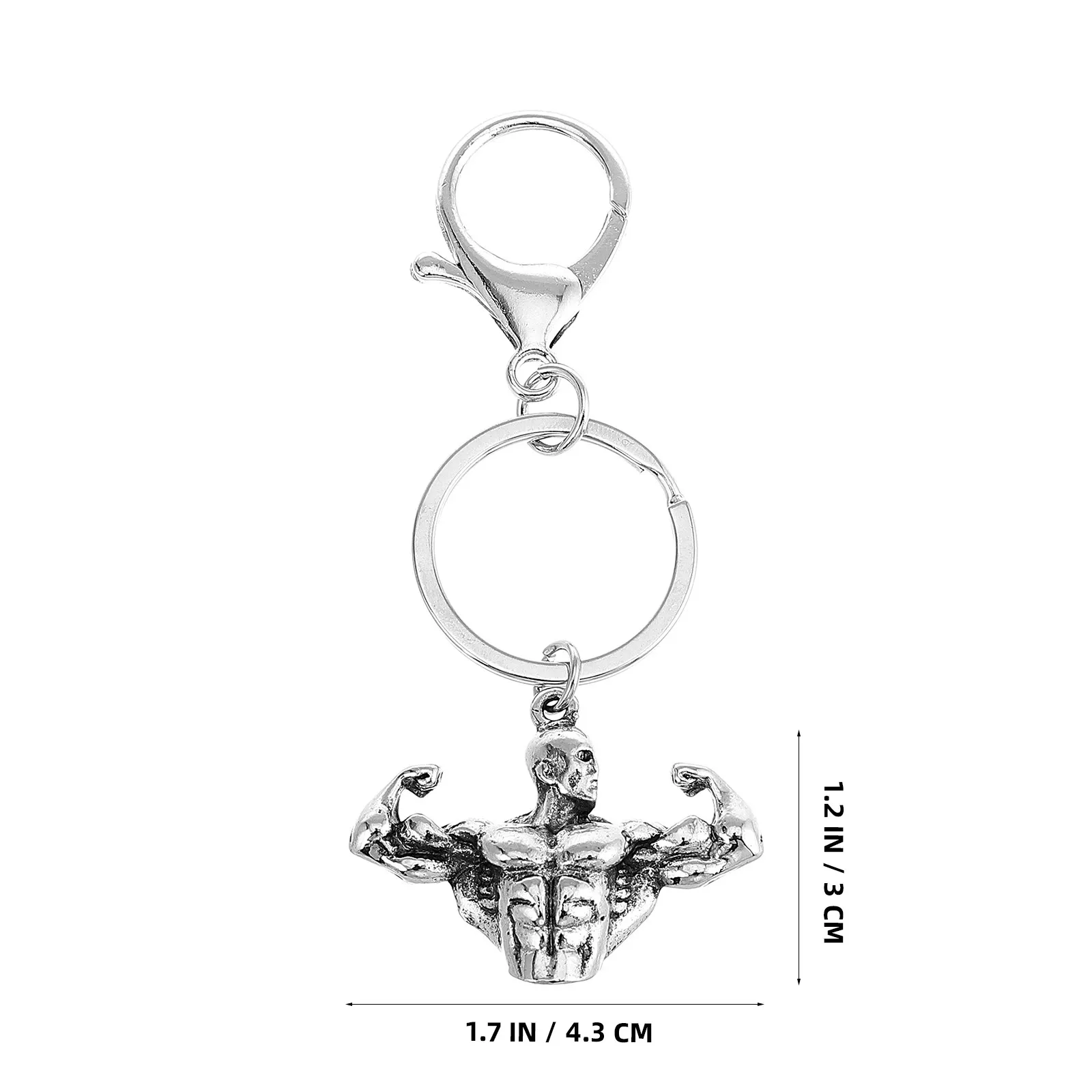Fitness Keychain Muscular Man Metal Motivational Gym Bag Pendant Workout Gift for Men Trainer Inspirational Sports
