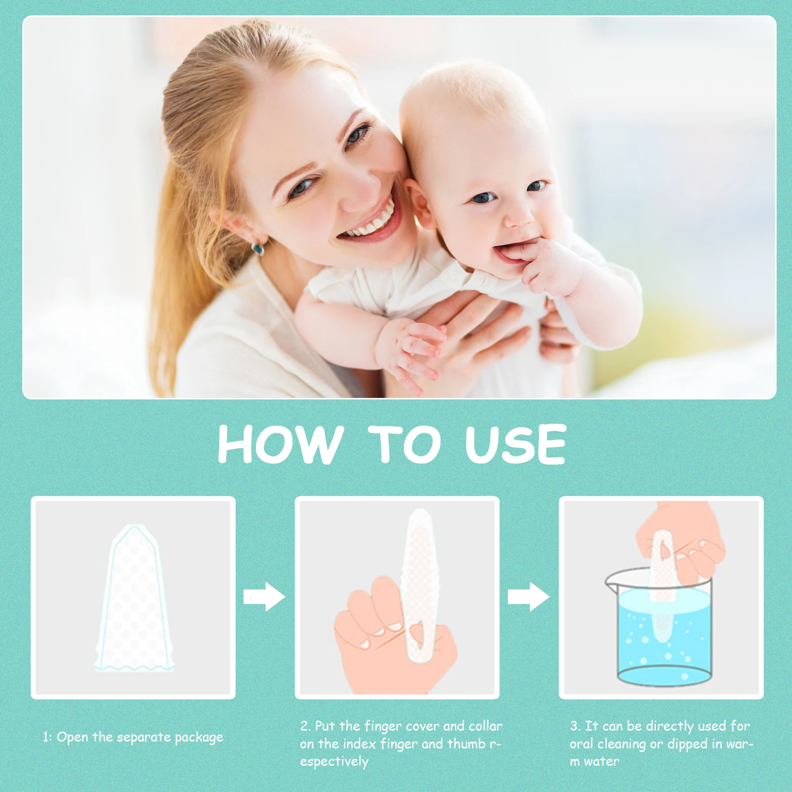 

30 Pcs Toothbrush Baby Mouth Cleaner Gauze Infant Tongue Wipes Oral Hygiene Dental Tooth Wipes Care Training Brush