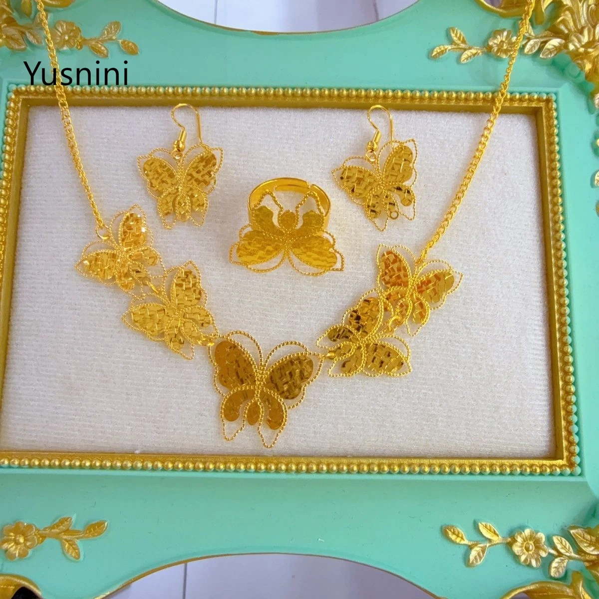 

New Fashionable Luxury Dubai France 24K Gold Plated Necklace Earrings Exquisite Wedding Party Jewelry Set for Lovers 333