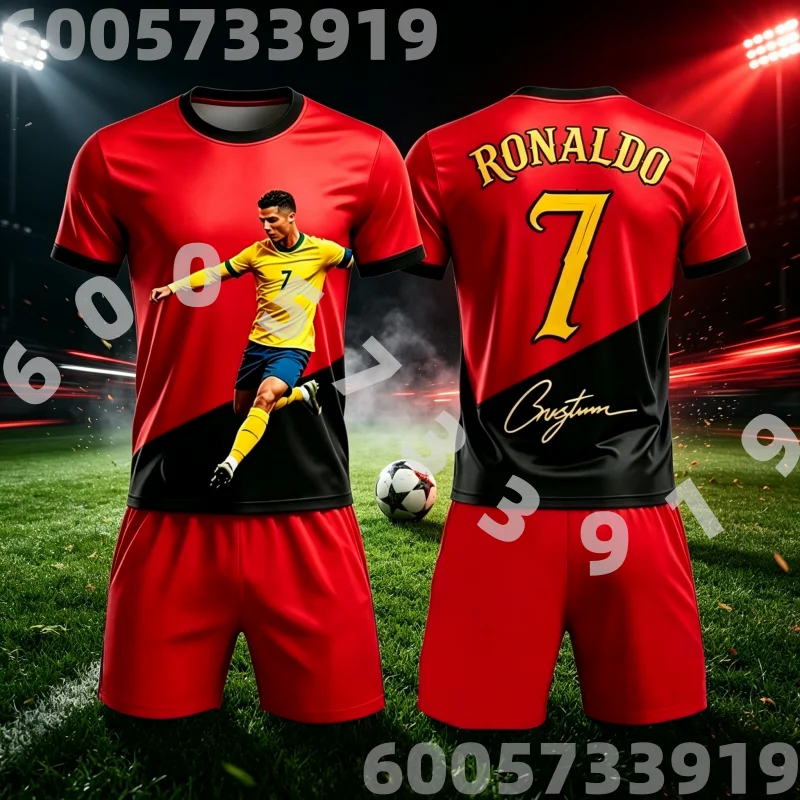 2026 New Ronaldo # 7 Football Suit AI Style Adult Children's Fan Edition Summer Football Training T-shirt Shorts Set Sportswear