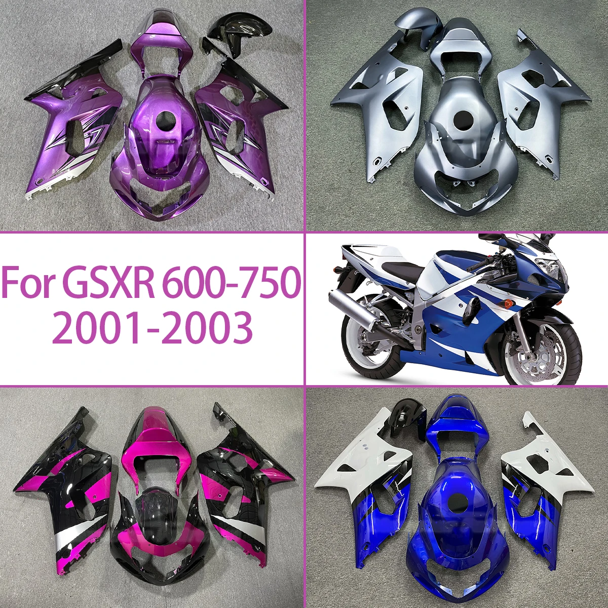 

Обтекатели мотоцикла для 2001 2002 2003 SUZUKI GSXR 600-750, комплект пластиковых обтекателей для литья под давлением 01 02 03 GSXR600 GSXR 750