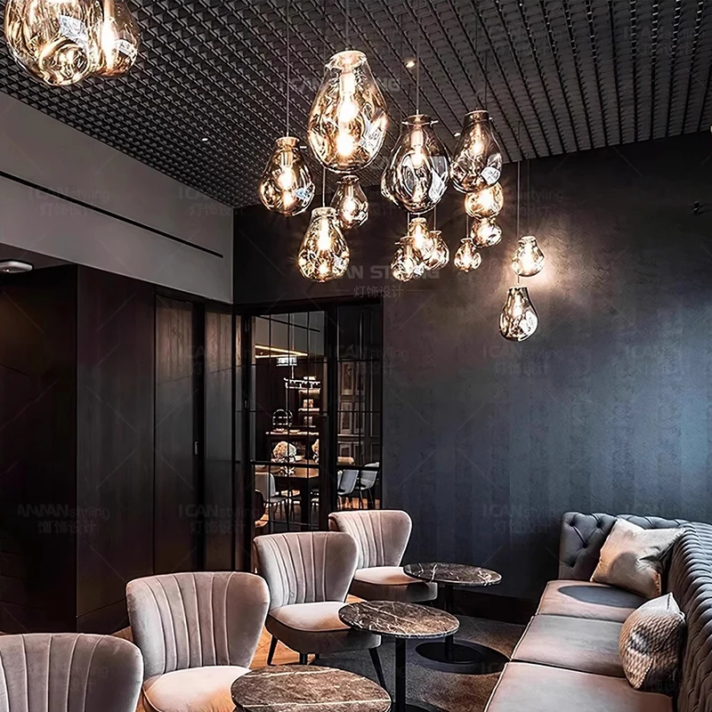 ديكور المنزل الحديث Led أضواء الزجاج قلادة ضوء مصابيح لغرفة المعيشة الثريات لغرفة الطعام مصباح معلق إضاءة داخلية #6