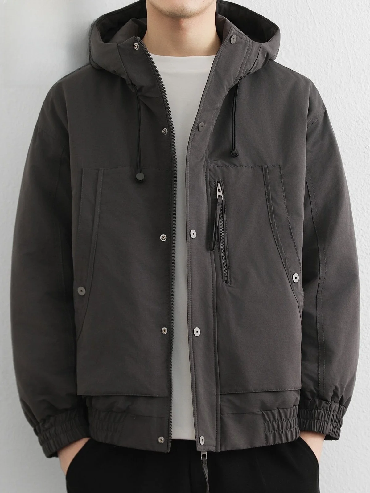 

Pierre Cardin Men's Hooded Cotton Jaet Winter Warm Casual Anti-Cold Workwear Thiened Polyester Long Sve Zipper Closure