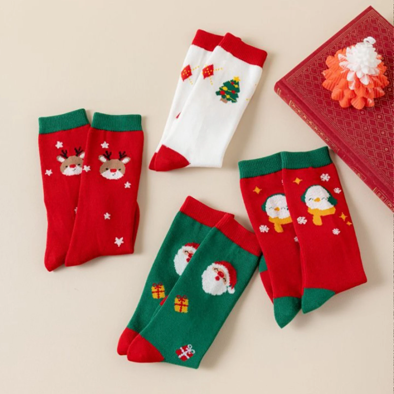 

Baby Clothing Girl Boy Knee High Socks Christmas Cute Santa Claus Deer Christmas Tree Print Fall Knit Socks