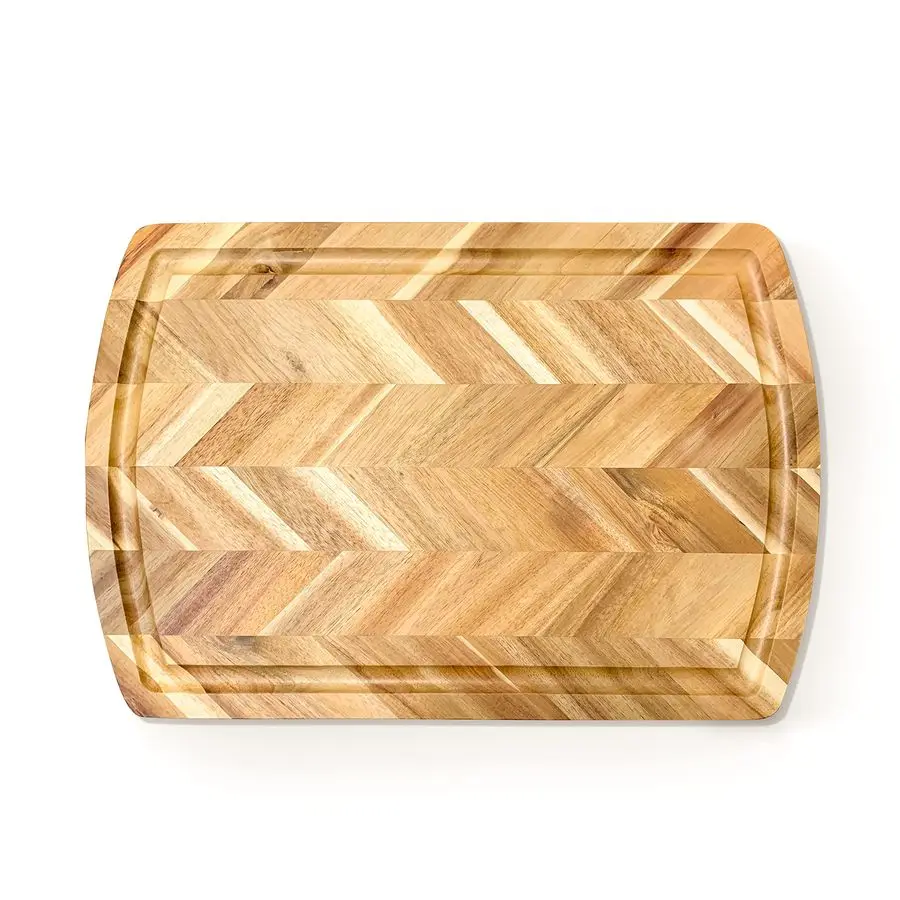

Rect. Herringbone design Chopping board, side grooves, deep well, 18X12X1