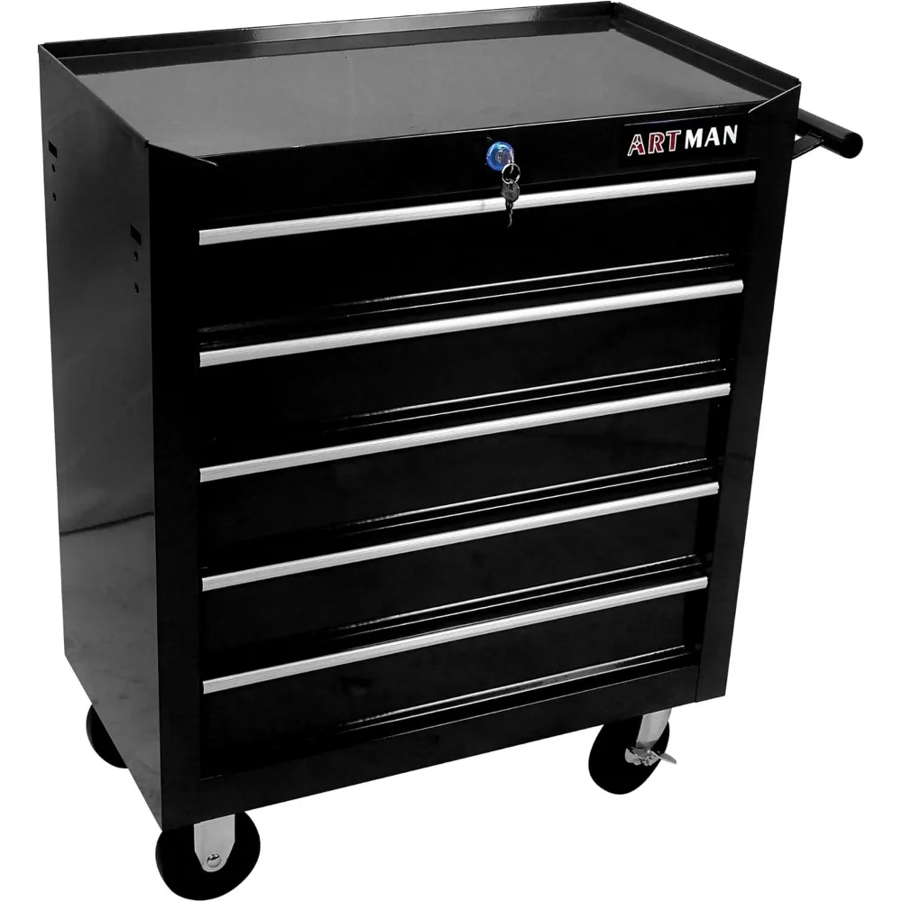 Carrello portautensili multifunzionale con 5 cassetti grandi, cassapanca portaoggetti per soluzioni di stoccaggio dell'officina