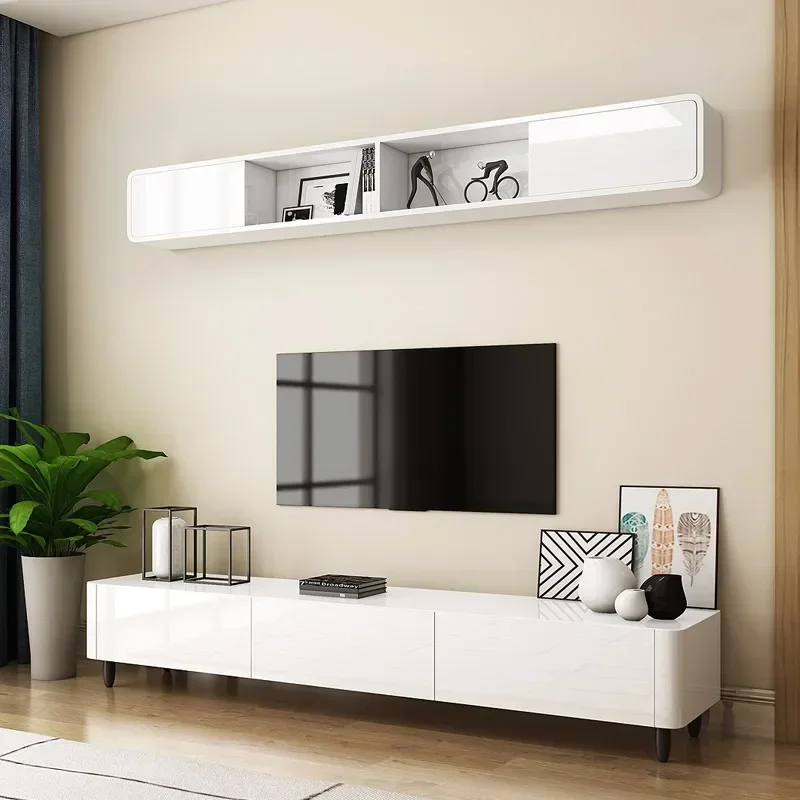 

Комбинированный настенный шкаф для телевизора и чайного столика, черно-белый ТВ-фон, настенный шкаф, маленькая квартира, гостиная