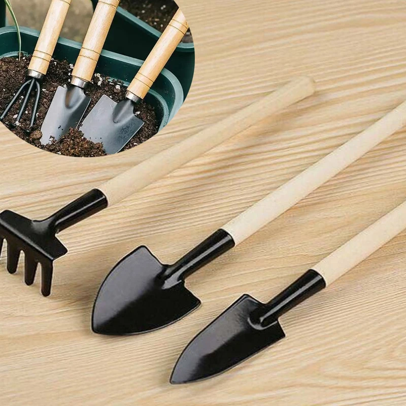 3-teiliges Mini-Gartenwerkzeug-Set für Zimmerpflanzen, Kaktus, Gemüse, Graben, Jäten, Blumentopf, kleine Pflanzen, Gartenset