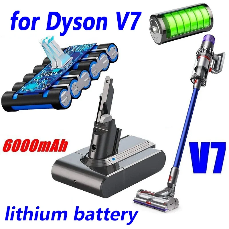 Оригинальная литиевая аккумуляторная батарея Dyson 21.6V 6000mAh, для Dyson V7 Motorhead Animal Fluffy Absolute V7