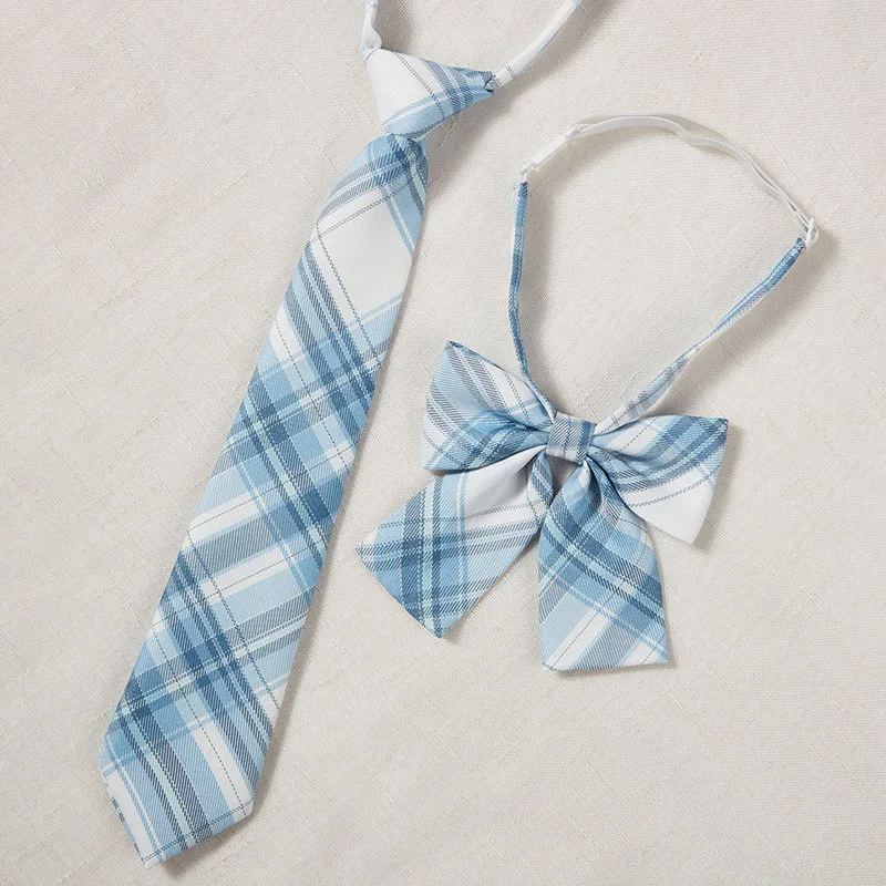 

JK Tie Set Academy Style Student School Uniform Shirt Bowtie Women's Sky Blue Free Tie Men's Japanese Uniform Collar