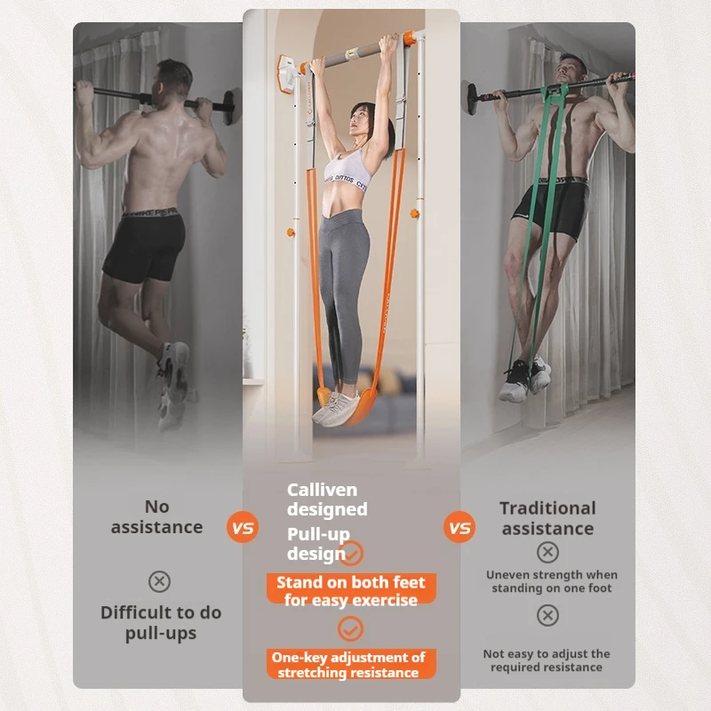 Horizontal bar pull-up power belt adjustable training assistance with elastic belt men and women indoor home fitness equipment