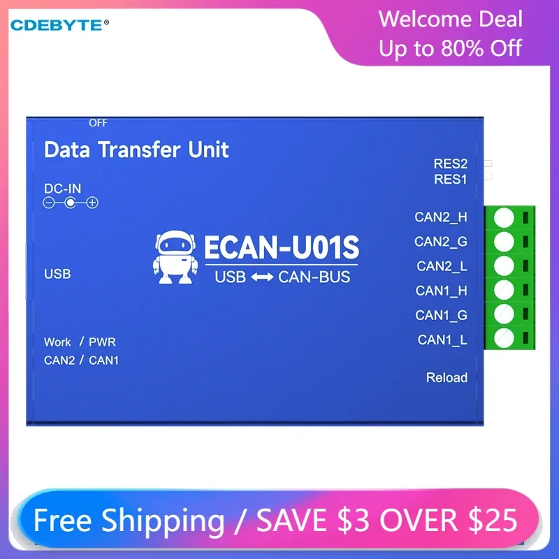 

CAN2.0 CAN to USB Converter Debugger CDEBYTE ECAN-U01S Bus Analyzer CAN-BUS Bidirectional 2-Way Transceiver Portable Relay