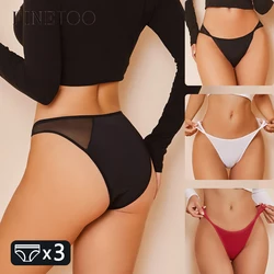 FINETOO 3Pcs Seamless Hollow Out Underwear Patchwork Lace Women's Panties Sexy Low Waist Female Underpants High Quality Briefs