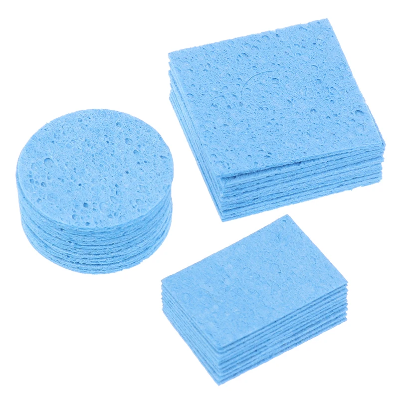10Pcs Blue Rectangle/Round Soldering Sponge For BGA Soldering Iron Tip Cleaning Welding Head Cleaner Tools