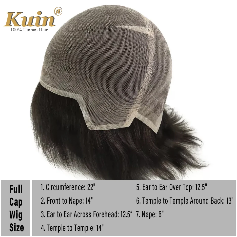 Wig Rambut Penuh 6" French Lace Ukuran Sedang Full Cap Pengganti Rambut Untuk Pria Botak Prostesis Kapiler Rambut Untuk Pria