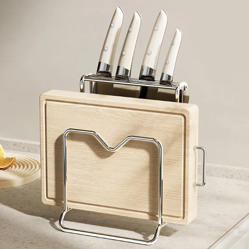 Rak Organizer Piring Baja Tahan Karat Tempat Tutup Panci Rak Penyimpanan Papan Pemotong Modern Tugas Berat Multifungsi untuk Dapur