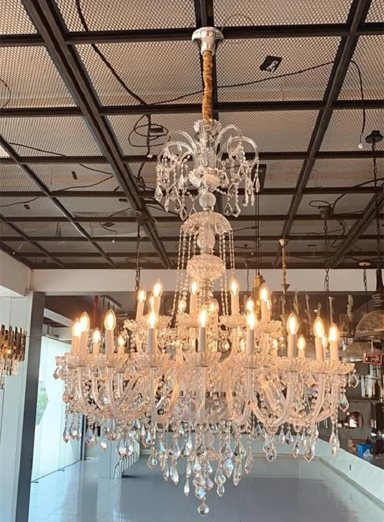 European Style Hotel Project Lamp Villa Club Transparent Crystal Candle Chandelier Living Room Lamp Creative Chandelierg Fixture