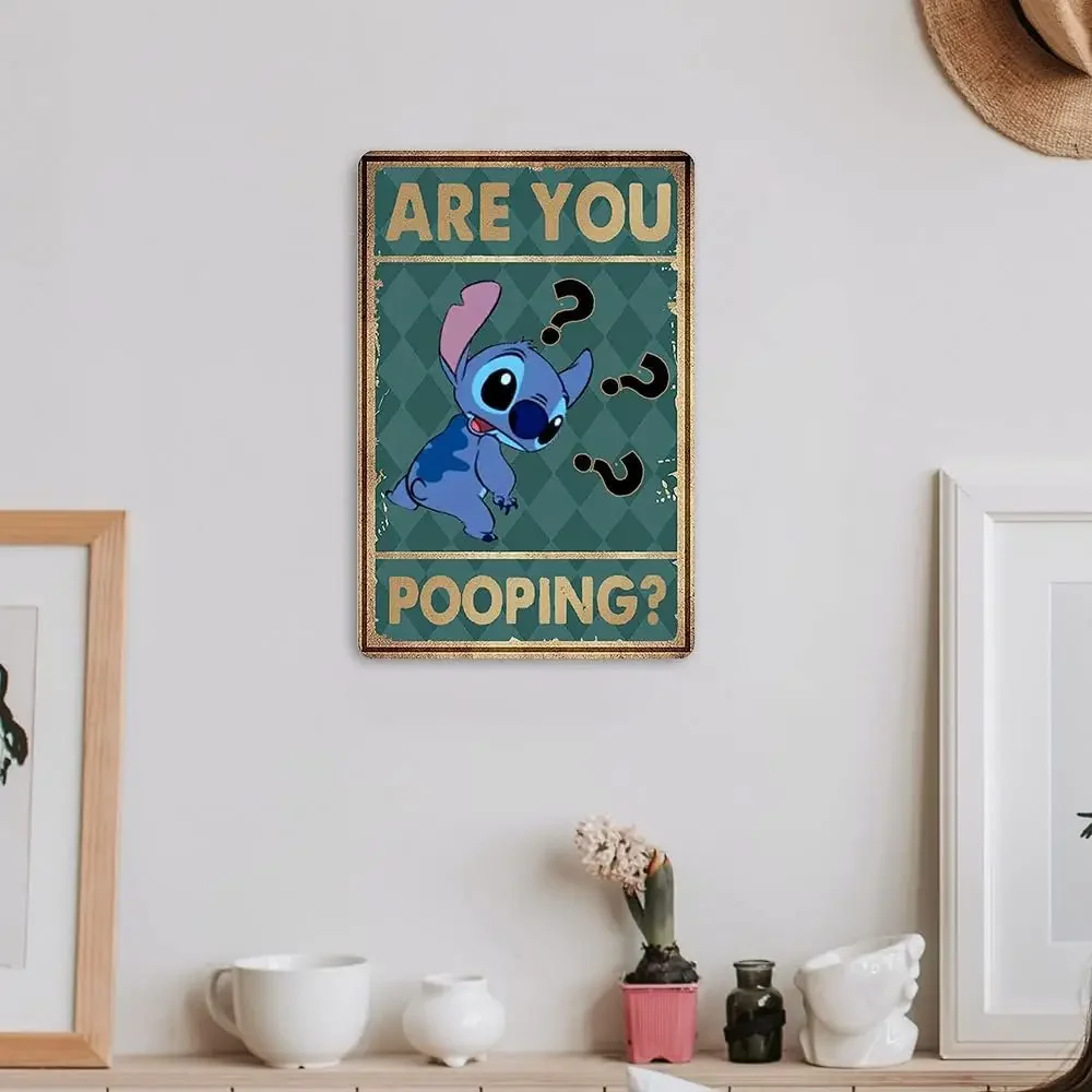 مضحك غرزة الحمام علامات ديكور تين تسجيل خمر أبواب الحمامات علامات للمنزل جدار الفن لطيف غرفة المرحاض تسجيل