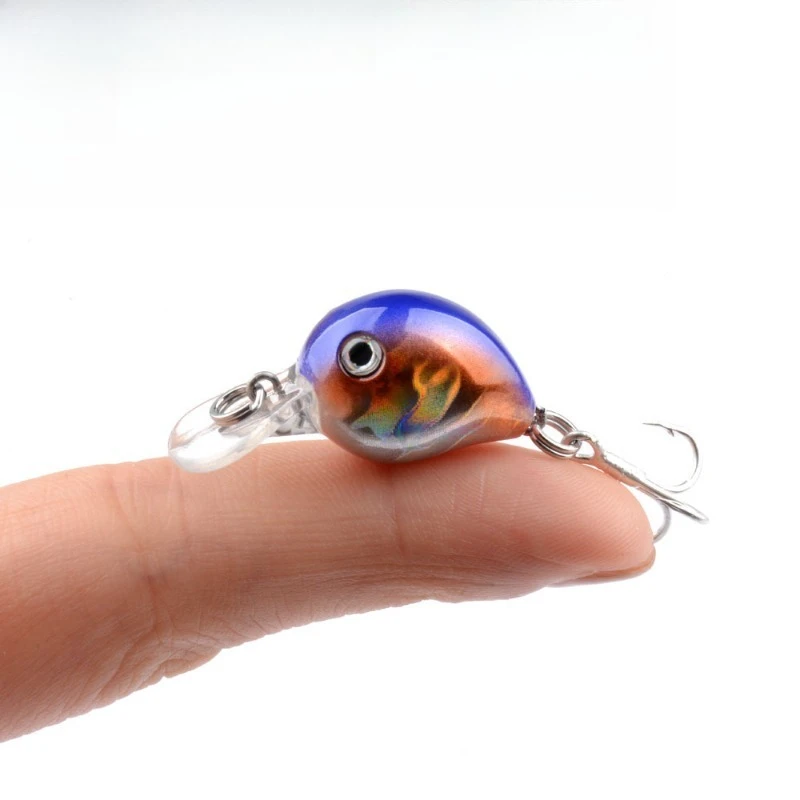 

4pcs 1.5g3.2cmNew Small Things Fishing Carp Wobbler CrankBait BKK Single Hook Rock Laser Fake Lure Little Fat Man Floating Water