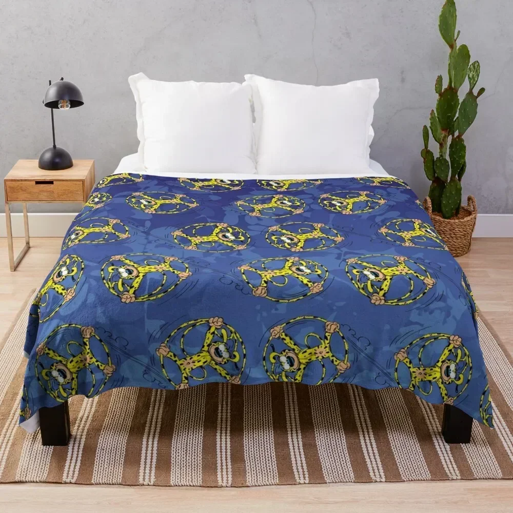 

Marsupilami rolling in tail / Dark blue / Pattern Throw Blanket Decorative Soft Throw Blanket for Couch Sofa