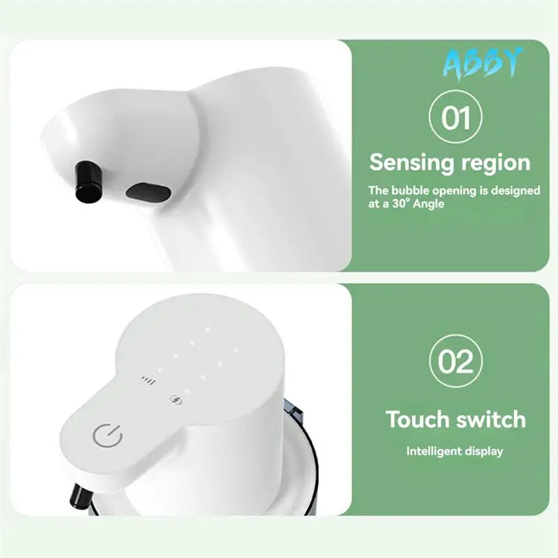 

ABBY-400ML Автоматический дозатор мыла, инфракрасный датчик, 4 регулируемых режима, водонепроницаемый, идеально подходит для дома, кухни, ванной комнаты