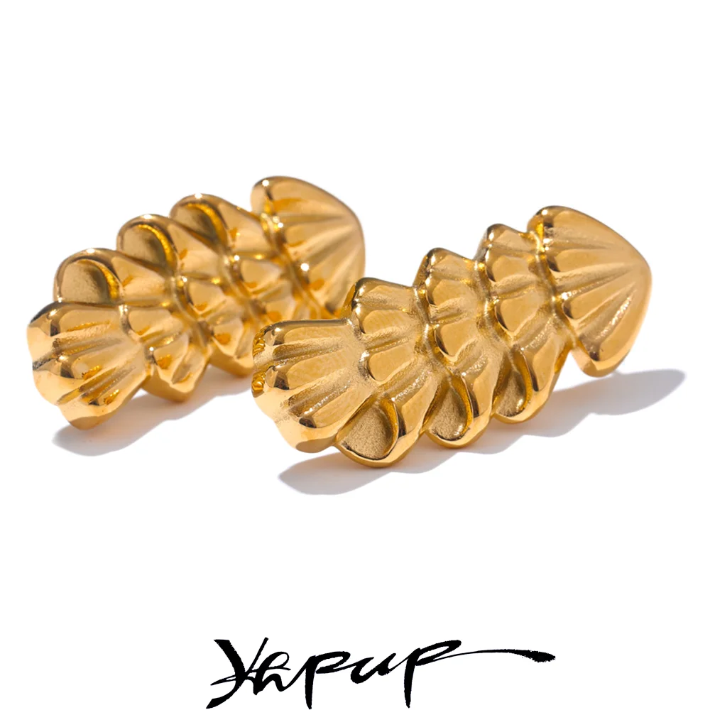 Yhpup Big Promotion Stylish Unique Metal Shell Stainless Steel Statement Modern Earrings Women Summer Jewelry Wholesale