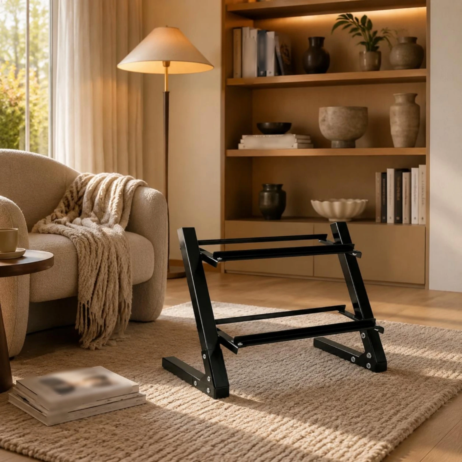 Picture 7: 2 Layer Dumbbell Stand Easy to Place Double Tier Dumbbell Rack Fitness Storage Stable for Balcony