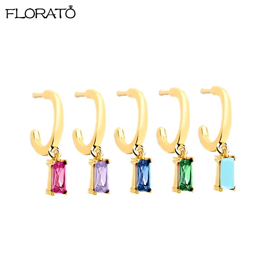 Crystal Dangle Earrings 925 Sterling Silver Ear Needle Zircon Earrings Turquoise Stud Earrings pendientes aretes de mujer