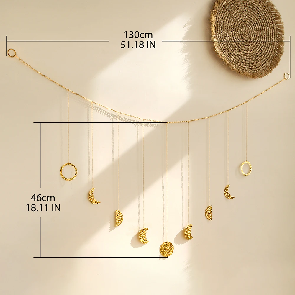 Moon Phase Wall Decor - Gold Handmade Metal Bohemian Wall Art For Bedroom & Living Room