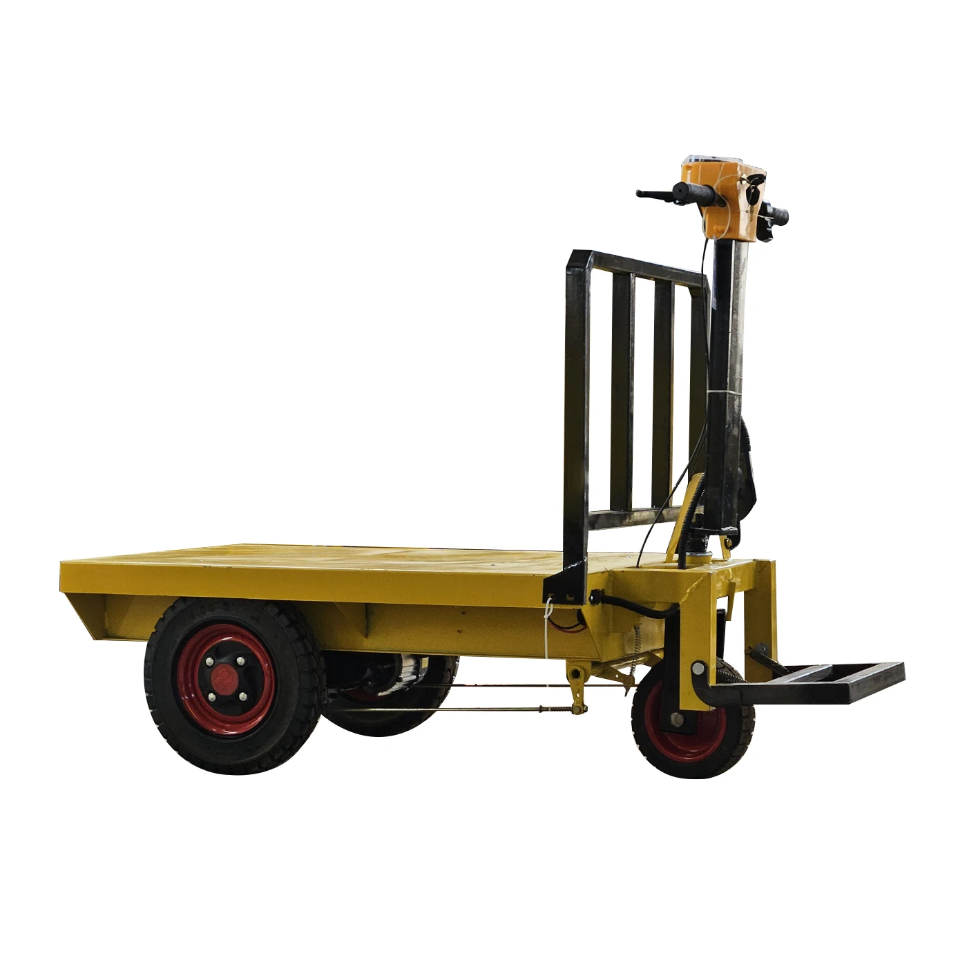 

Construction site with electric wheelbarrow dump car hand push flat car