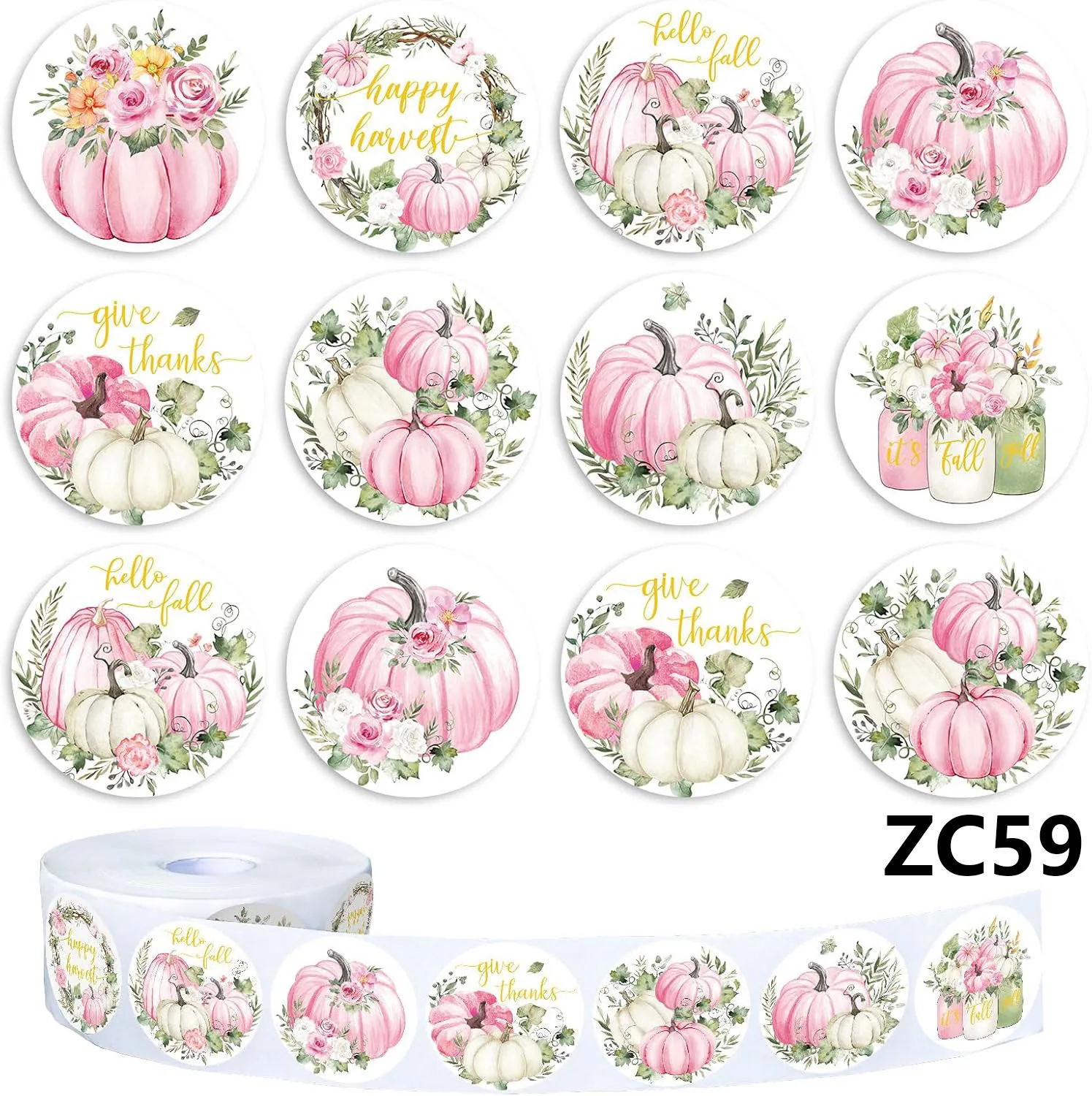 

500pcs/Roll Autumn Pumpkin Pink Cartoon Sealing Stickers DIY PVC Laptop Decals Decoration Reward Gift Toy