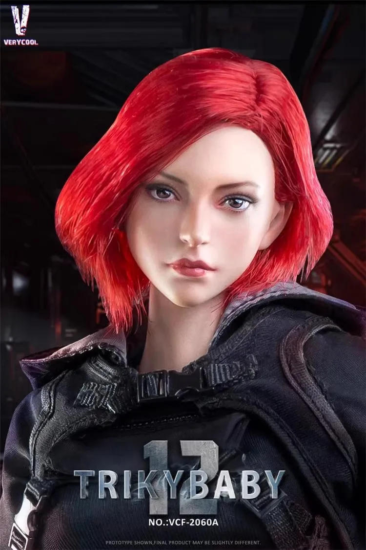 VERYCOOL 1/6 VCF-2060 12 Rainbow Head Sculpt Red White Hair Girl Head Model Fit 12inch Female Soldier Action Figure Body