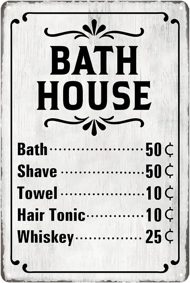 Farmhouse Bathroom Wall Decor Vintage Rustic Bathroom Decor Wall Art Style Bath House Price List Tin Signs Metal Antique Bathhou