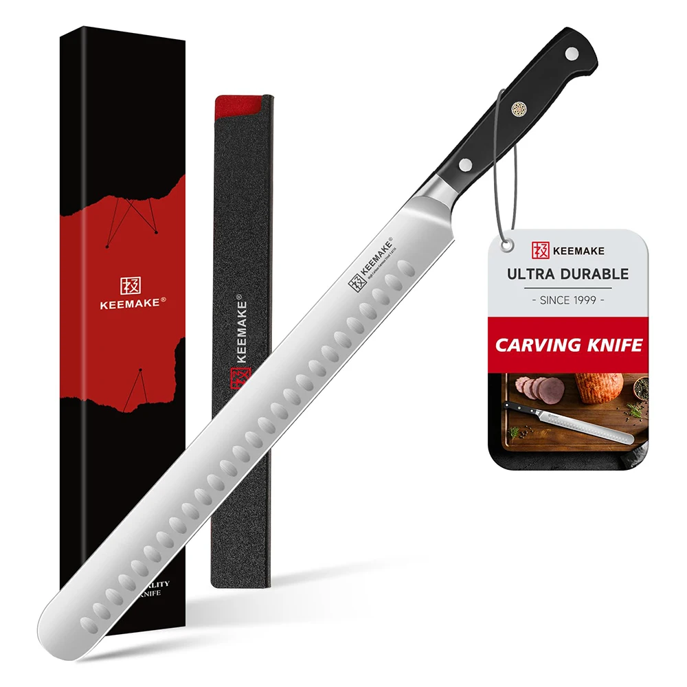

KEEMAKE Нож-кирпич 12-дюймовый нож для резьбы по нарезке мяса Кухонный нож из нержавеющей стали для барбекю, жарения, ребрышки, индейки, ветчины