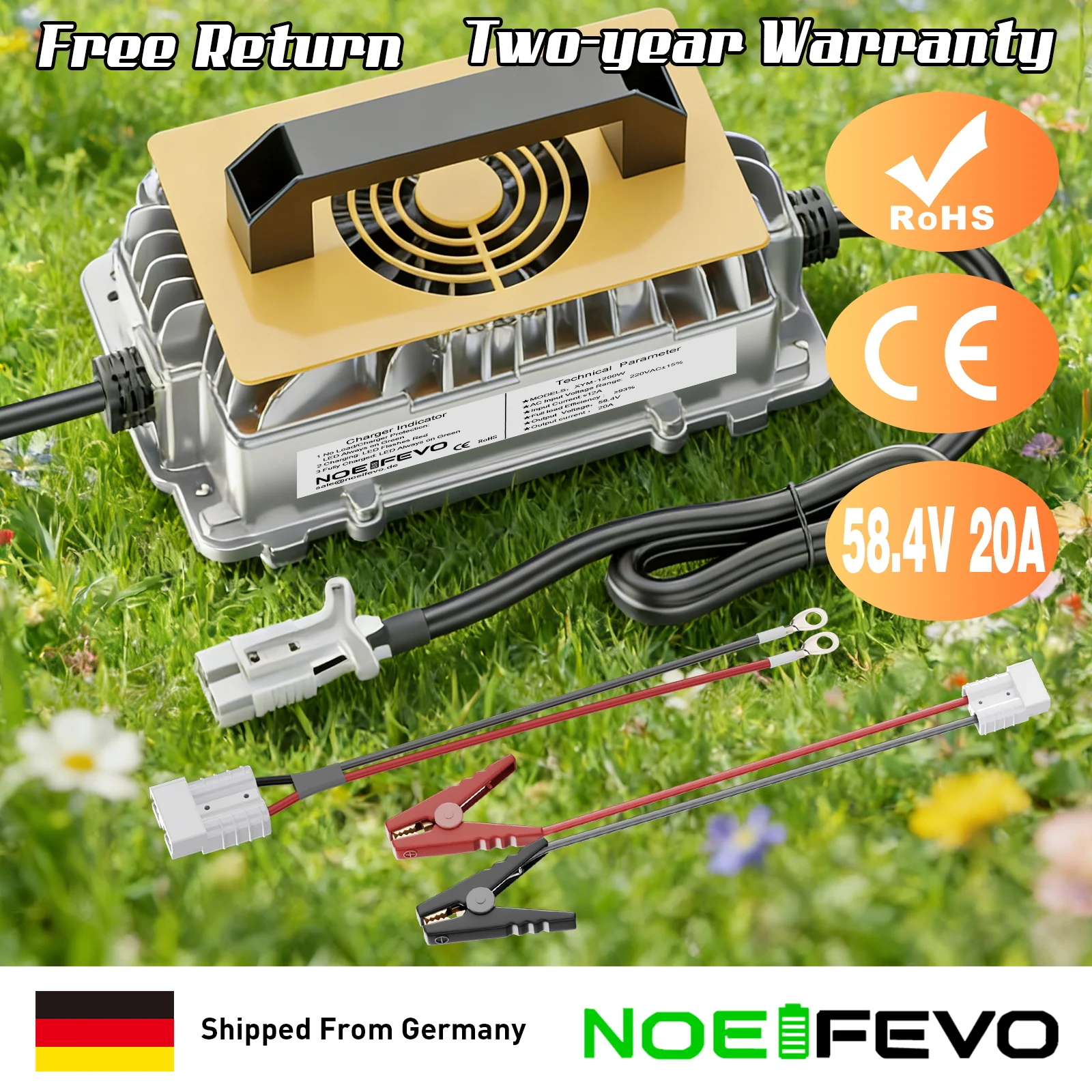 Chargeur intelligent LiFePO4 48V 20A 1250W, chargeur de batterie 58.4V pour voiture de Golf 51.2V 16S, batterie de bateau RV hors ceinture, réparation d'activation OV