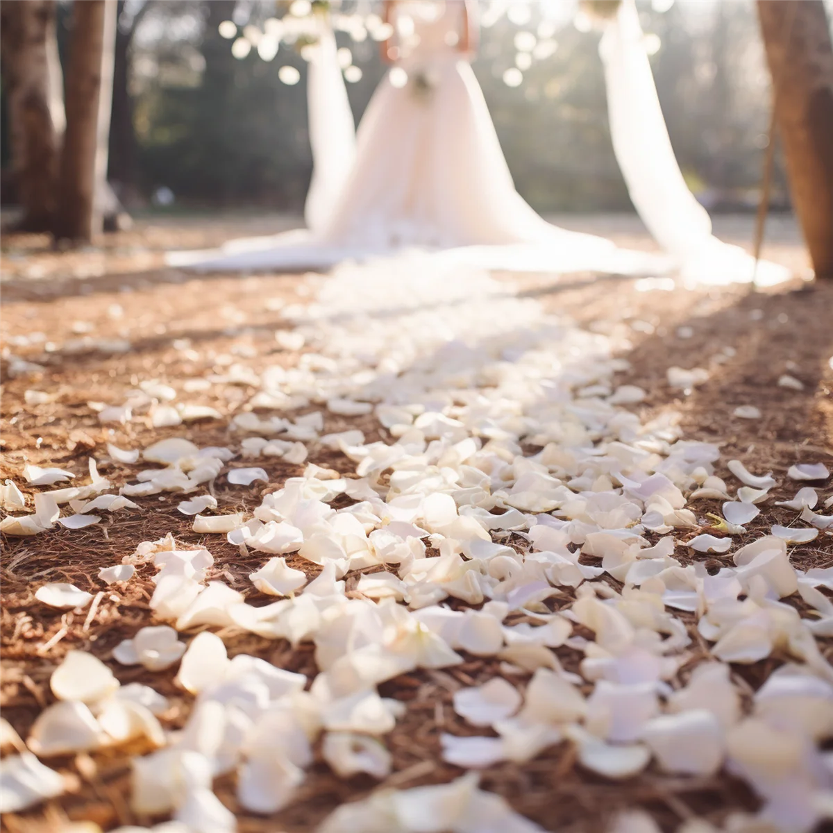 500 pétalos de rosa dispersos decoración blanca Boda