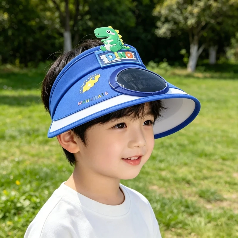  Portable Solar Powered Fan Empty Top Sun Hat Uv Protection Wide Brim Cooling Visor For Summer Outdoor Activities Outdoor Hat