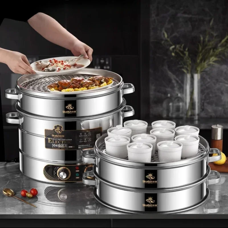 

Бытовая электрическая пароварка — многофункциональная, трехслойная, из нержавеющей стали, большой емкости для паровых булочек