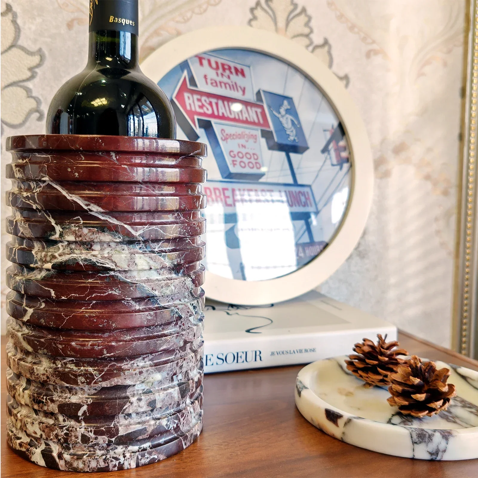 

Natural Marble Wine Chiller Bucket Cooler for Wine & Champagne Kitchen Storage Vase Party Decor Bar Cart Chill Accessory